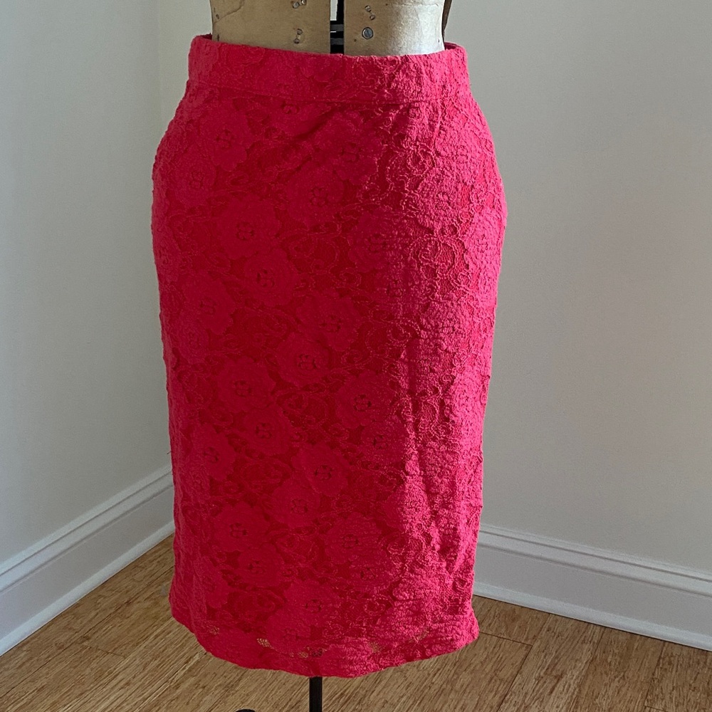 Anthropologie Elegant Red Lace Skirt